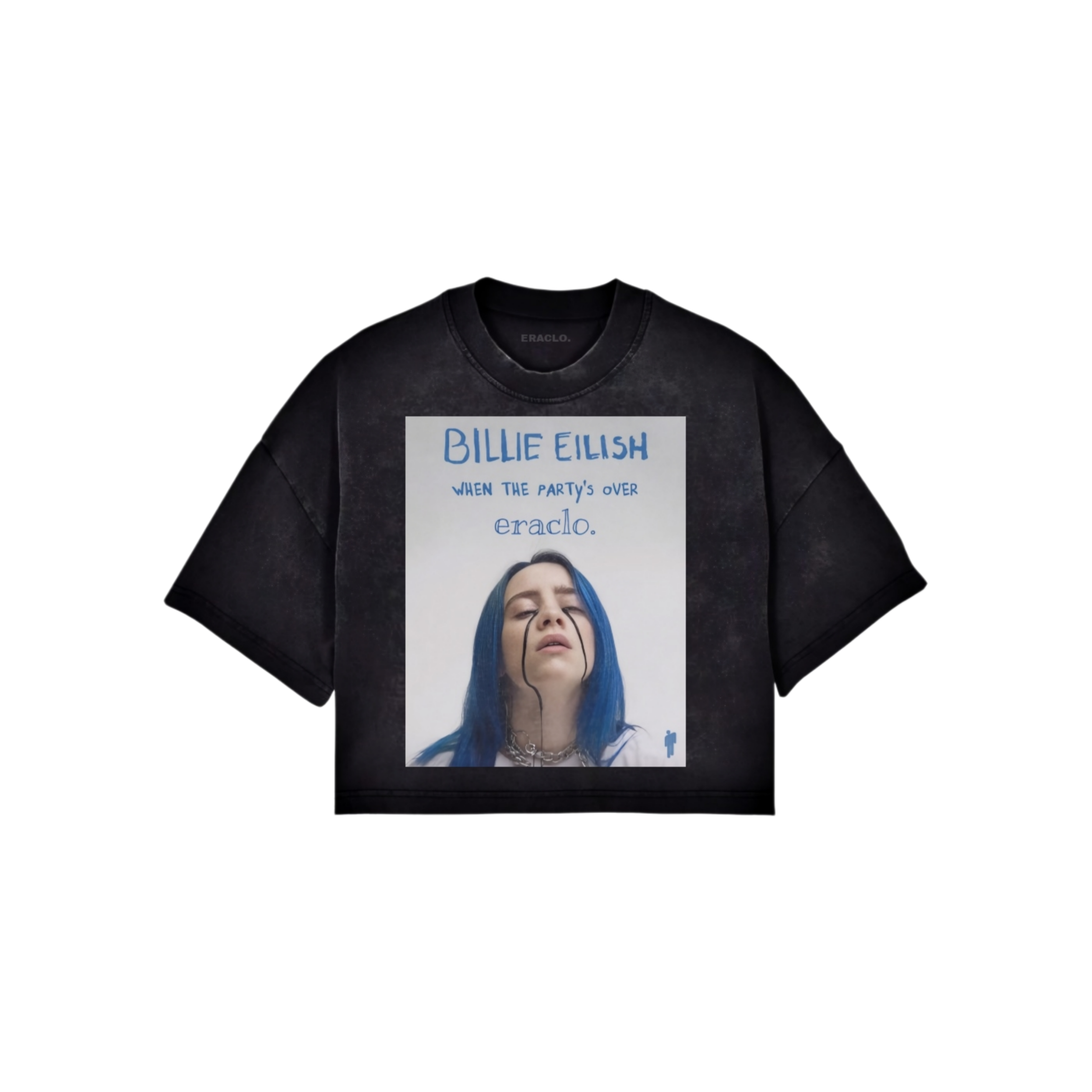 BILLIE EILISH ACID WASTED DROPSHOLDER CROPPED TEE
